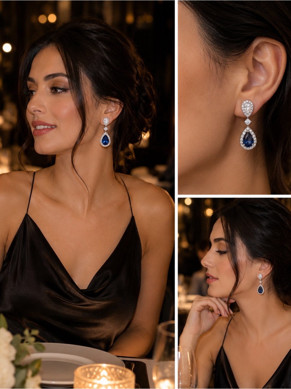 Anthropologie - Elegant Blue Teardrop Drop Earrings - Women Jewelry